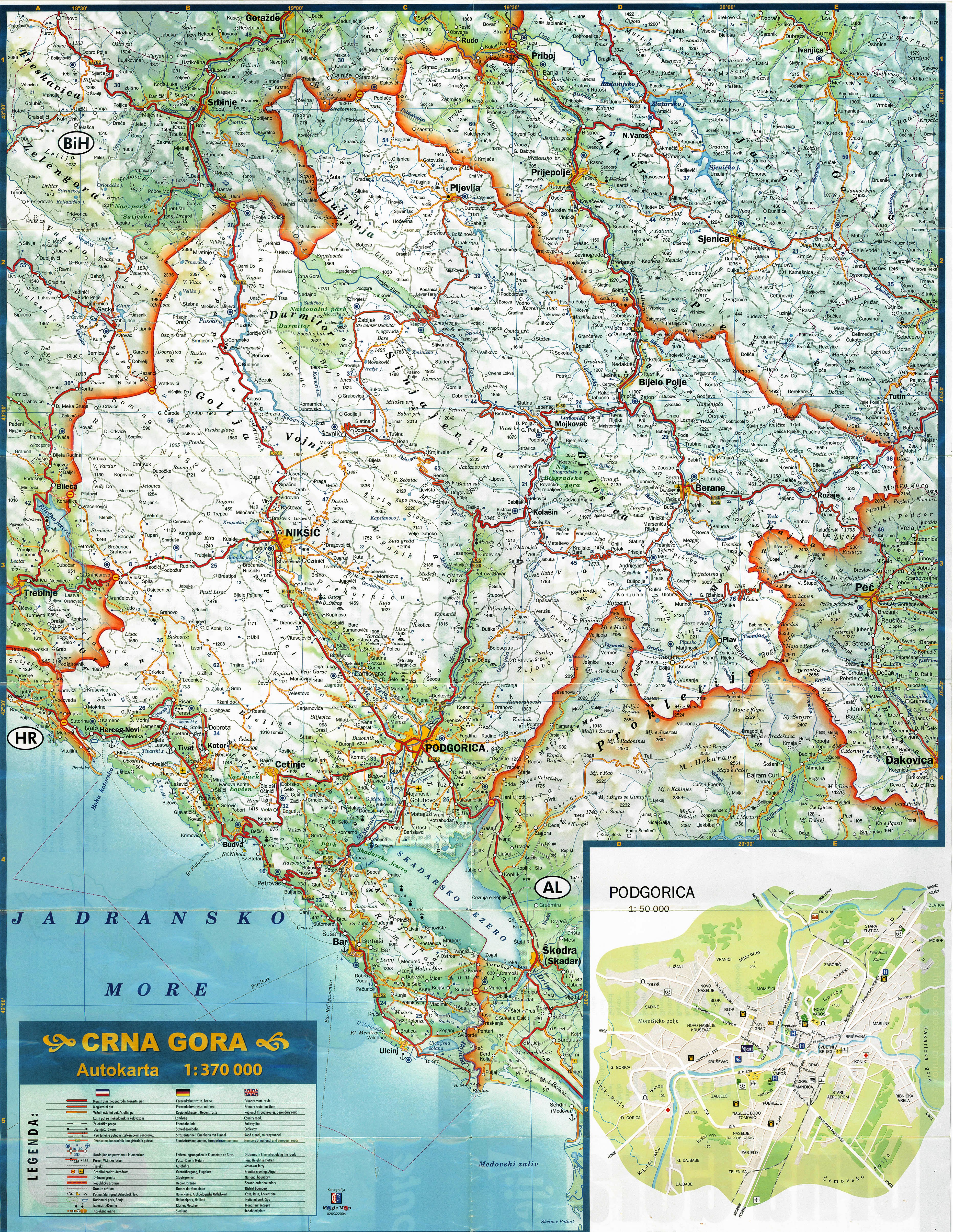 Auto Karta Crne Gore I Albanije Karta
